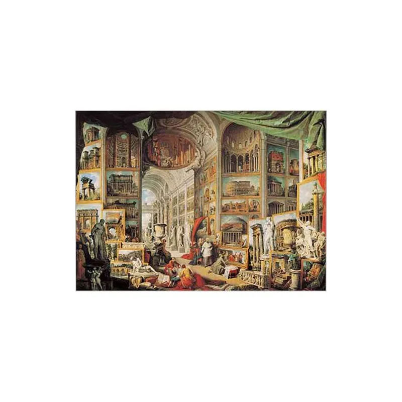 Puzzle Ricordi Galería de cuadros con vistas de la Roma Antigua (Giovanni Pannini) de 1000 piezas 2801N16051G