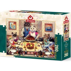 Puzzle Art Puzzle Cena familiar de gatos de 260 piezas 5025