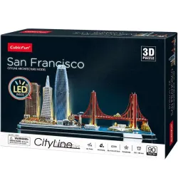 Puzzle 3D Cubicfun City Line Led San Francisco de 90 piezas L524H