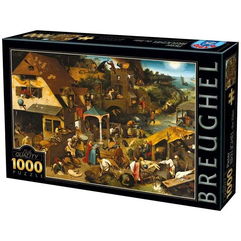 Puzzle DToys Proverbios flamencos, Brueghel de 1000 piezas 73778