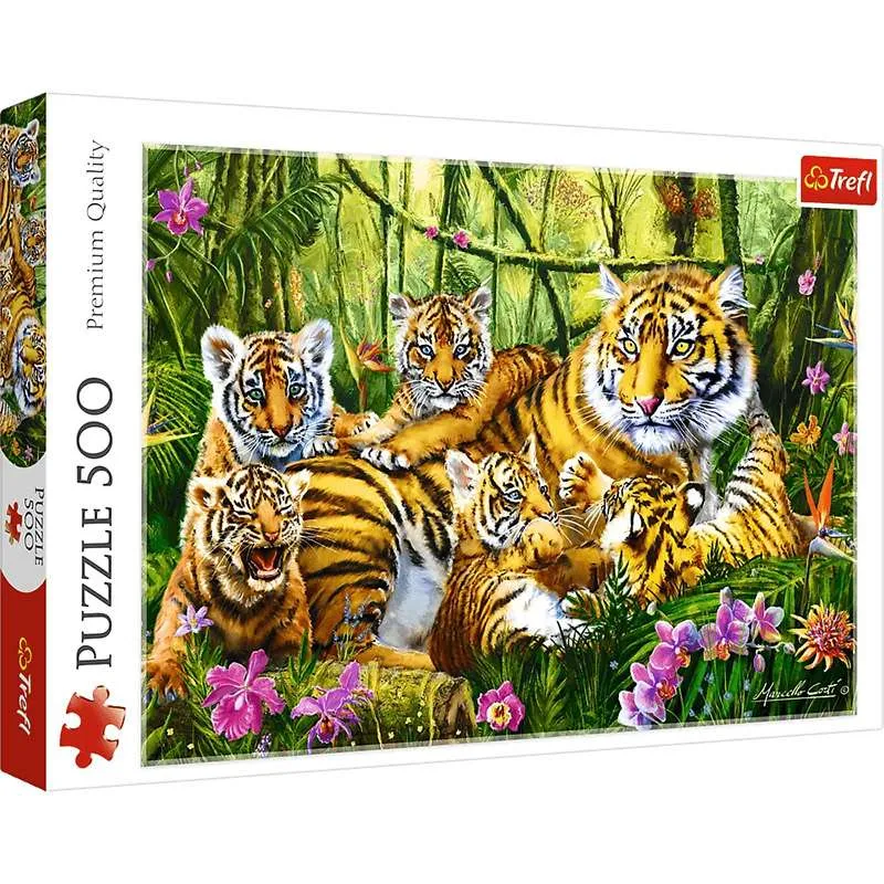 Puzzle Trefl 500 piezas Familia de tigres 37350
