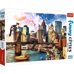 Puzzle Trefl 1000 piezas Funny Cities Gatos en Nueva York 10595