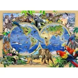 Puzzle de madera Mapa del Reino Animal 75 piezas Wooden City