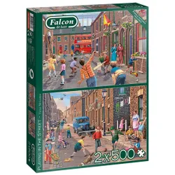 Puzzle Falcon 2x500 piezas Jugando en la calle 11376