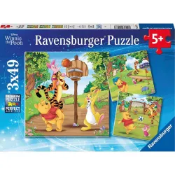 Puzzle Ravensburger Disney Winnie the Pooh, día de deportes 3x49 piezas 051878