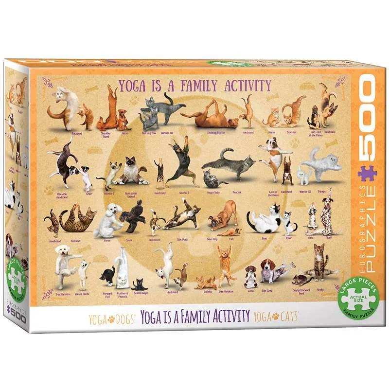 Puzzle Eurographics XXL 500 piezas Yoga, actividad familiar mascotas 6500-5354