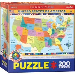 Puzzle Eurographics Kids 200 piezas Mapa de Estados Unidos 6200-0651
