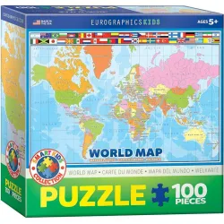 Puzzle Eurographics Kids 100 piezas Mapa del mundo 6100-1271