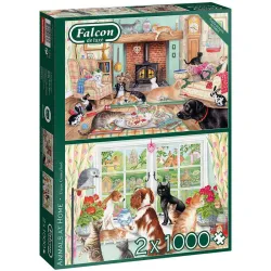Puzzle Falcon 2x500 piezas Animales en casa 11318