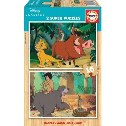 Educa super puzzle madera 2x16 piezas Clásicos Disney 18874