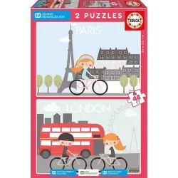 Educa puzzle Aldeas Infantiles 2x48 piezas Paris y Londres 17726