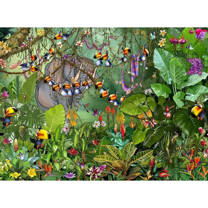 Puzzle Grafika Elefante en la jungla de 2000 piezas