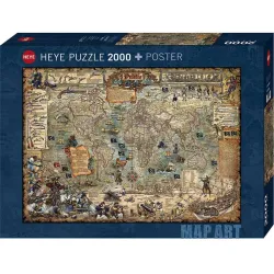 Puzzle Heye 2000 piezas Map Art Mundo pirata 29847
