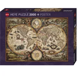 Puzzle Heye 2000 piezas Mapa del Mundo, Vintage 29666