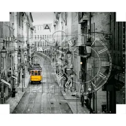 Puzzle Pintoo Canvas with clock - Early Morning of Lisbon de 366 piezas HK1018