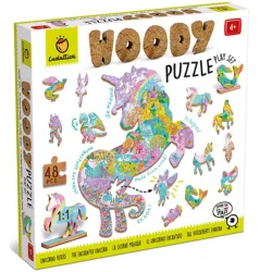 Puzzle Ludattica Woody puzzle 48 piezas Paisaje fantástico unicornio