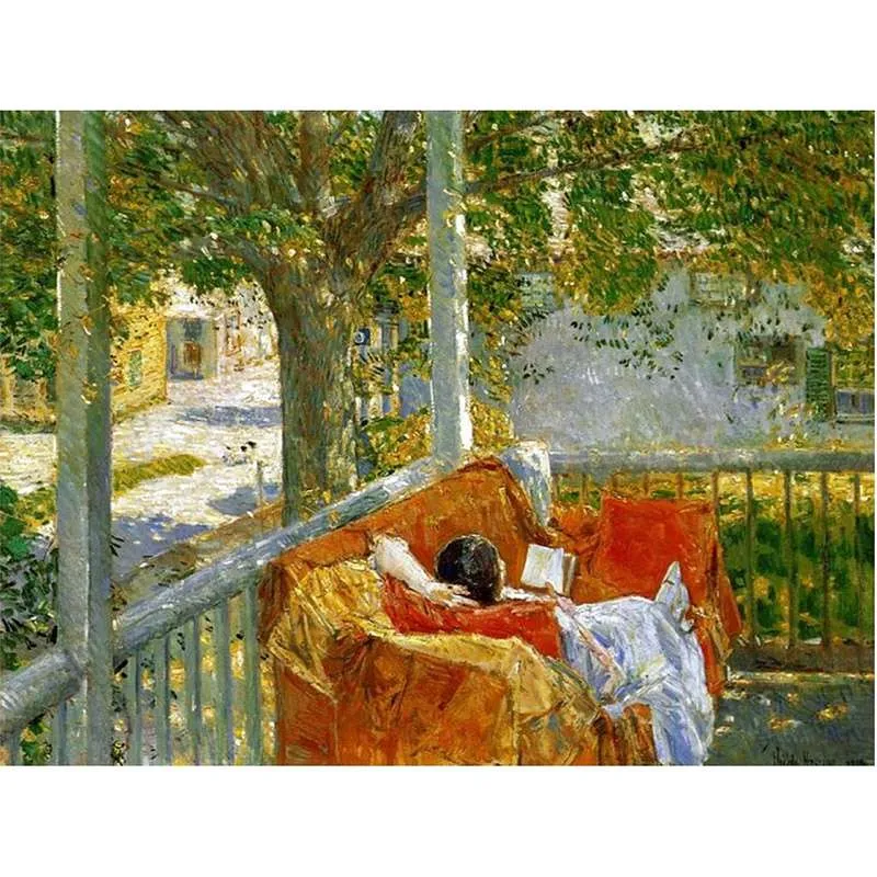 Puzzle madera SPuzzles 200 piezas Couch on the porch, Childe Hassam