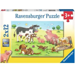 Puzzle Ravensburger Familias de animales 2x12 piezas 075904