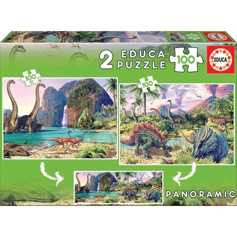 Educa puzzle 2x100. Panorámico dinosaurios 15620