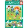Educa multi puzzle progresivo 6-9-12-16 piezas Animales de la granja 17145