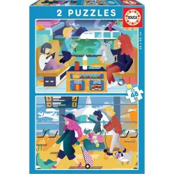 Educa puzzle 2x48 piezas En el aeropuerto + En el tren 18604