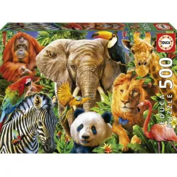 Educa puzzle 500 piezas Collage de animales salvajes 19550