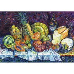 Puzzle Grafika Queso, vino y fruta de 1000 piezas