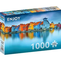 Puzzle Enjoy puzzle Casas sobre el agua, Groningen, Países Bajos de 1000 piezas 2078