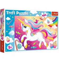 Puzzle Trefl Unicornio Arcoiris de 100 piezas 16386