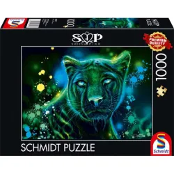 Puzzle Schmidt Pantera verde azul neón de 1000 piezas 58517