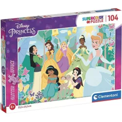 Puzzle Clementoni Princesas Disney Efecto Glitter 104 piezas 20346