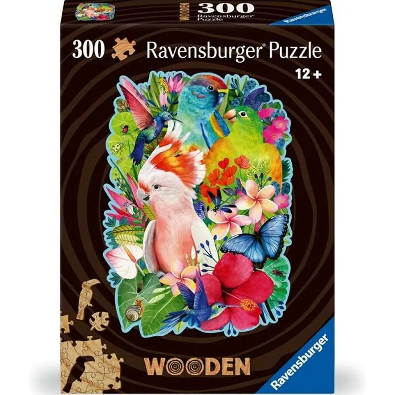 Puzzle Ravensburger Hermosas aves de madera de 300 piezas 120007609